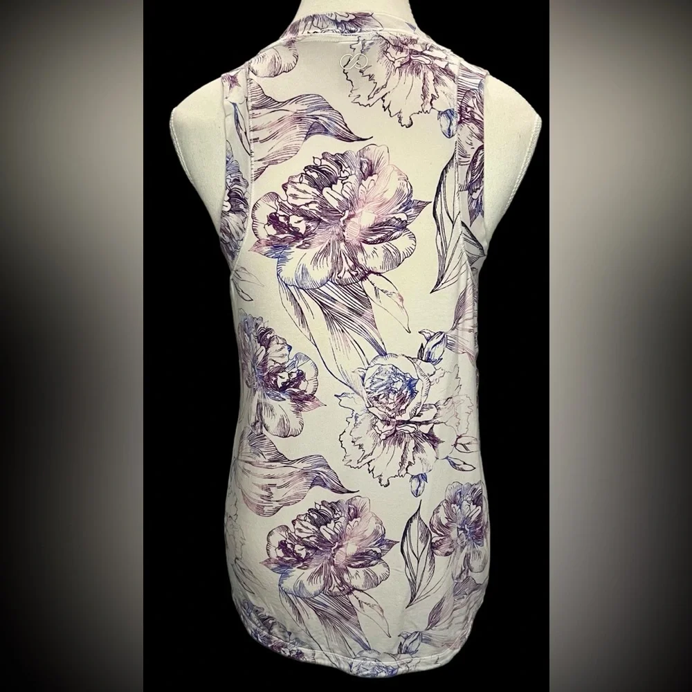 Calia by Carrie Underwood Purple Floral High Neck Sleeveless Tank Top Size Small